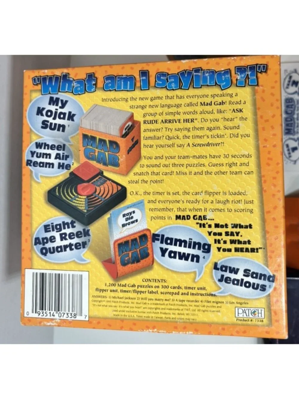 1995 MAD GAB Card Board Game USED TIMER WORKS